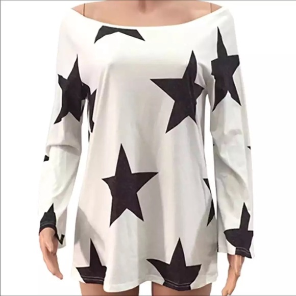 🖤New🖤Star Patterned Off Shoulder Top - Picture 8 of 8